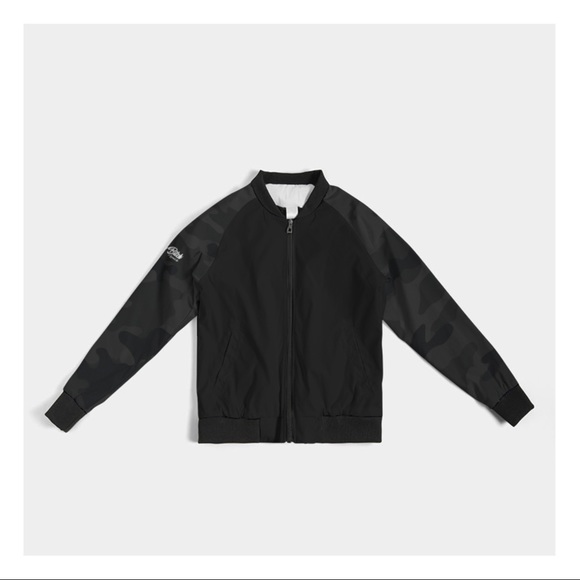 🎉HP 🖤 Everyday Bomber Jacket Black Camo NWT - Picture 3 of 9